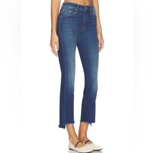 , Mother Jeans Insider Crop Step Fray Tounge and Chic Blue Wash